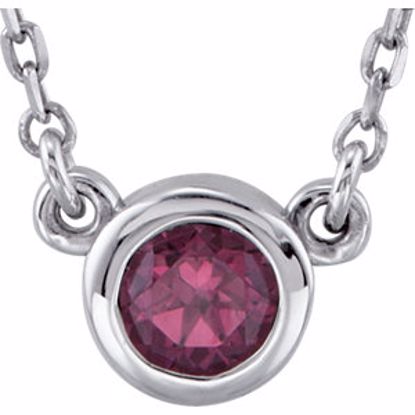 2930:60017:P Sterling Silver Rhodolite Garnet Bezel 16" Necklace