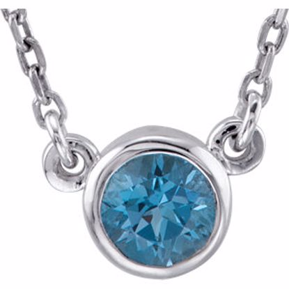 2930:60024:P Sterling Silver Swiss Blue Topaz Bezel 18" Necklace