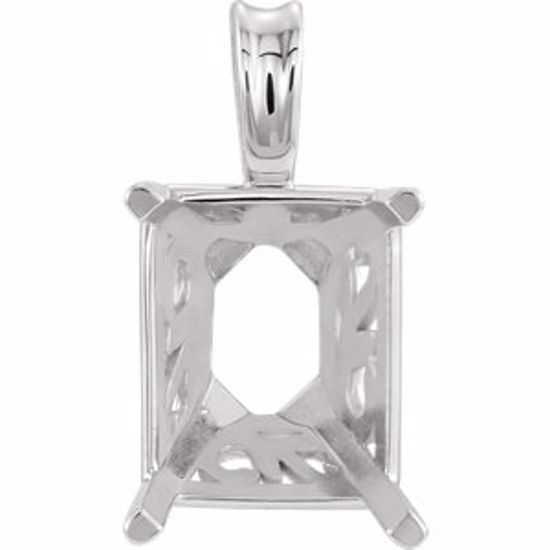 24881:1033:P Sterling Silver 24x17mm Emerald Pendant Mounting