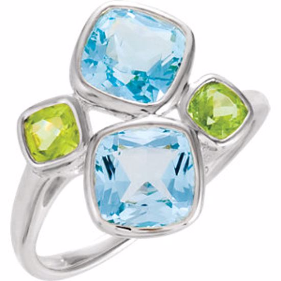 69736:100:P Sterling Silver Sky Blue Topaz & Peridot Ring