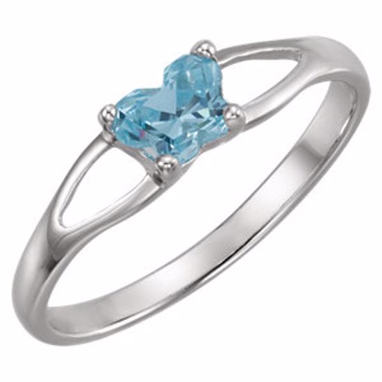 19395:1860:P Sterling Silver Bfly® March CZ Birthstone Ring