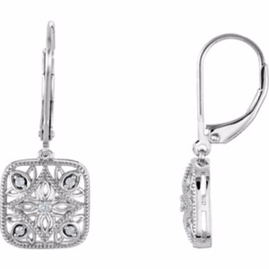 67985:102:P 14kt White 1/10 CTW Diamond Accented  Lever Back Earrings