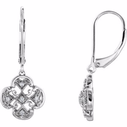 67987:102:P 14kt White .07 CTW Diamond Accented Lever Back Earrings