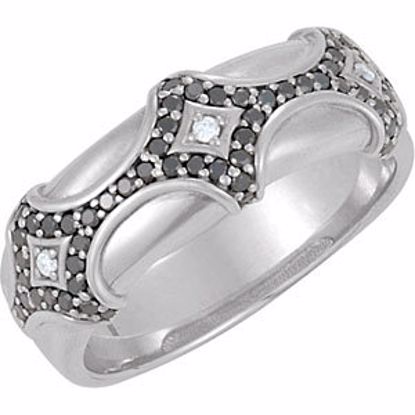 9789:60001:P Sterling Silver 1/2 CTW Black & White Diamond Men's Ring