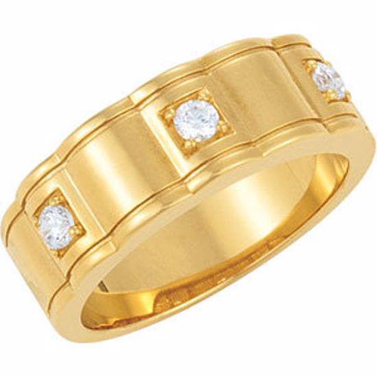 9787:60003:P 14kt Yellow 1/4 CTW Diamond Men's 3-Stone Ring