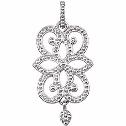 85343:102:P 14kt White Granulated Scroll Design Pendant