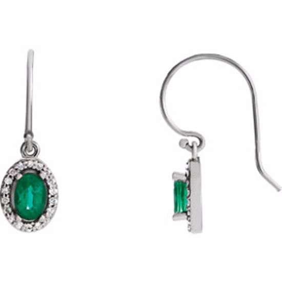 69758:101:P 14kt White Emerald & 1/5 CTW Diamond Earrings