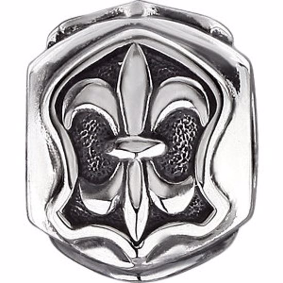 28482:101:P Sterling Silver 13x13mm Triangular Fleur de Lis Bead