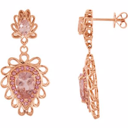 69763:101:P 14kt Rose Morganite & Pink Tourmaline Earrings