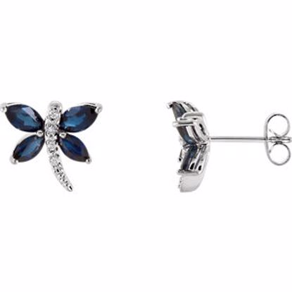 65146:60006:P 14kt White Blue Sapphire & .04 CTW Diamond Earrings