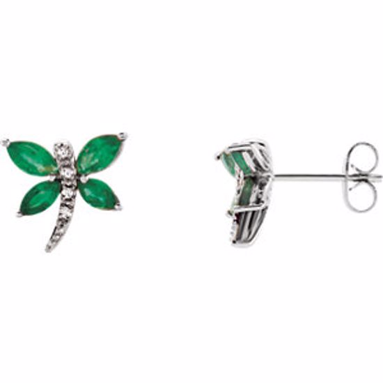 65146:60007:P 14kt White Emerald & .04 CTW Diamond Earrings