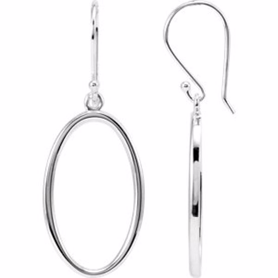 85410:100:P Sterling Silver Oval Dangle Earrings