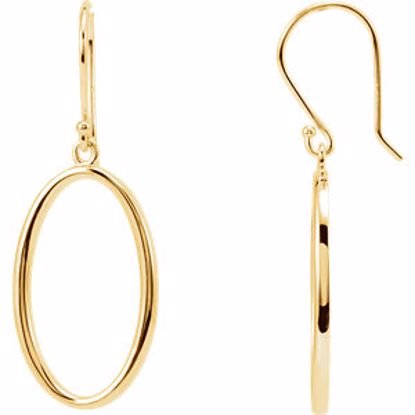 85410:101:P 14kt Yellow Oval Dangle Earrings