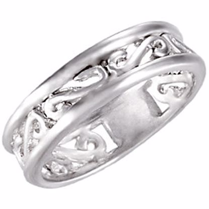 69781:202:P Sterling Silver Matte Finish Scroll Band Size 7