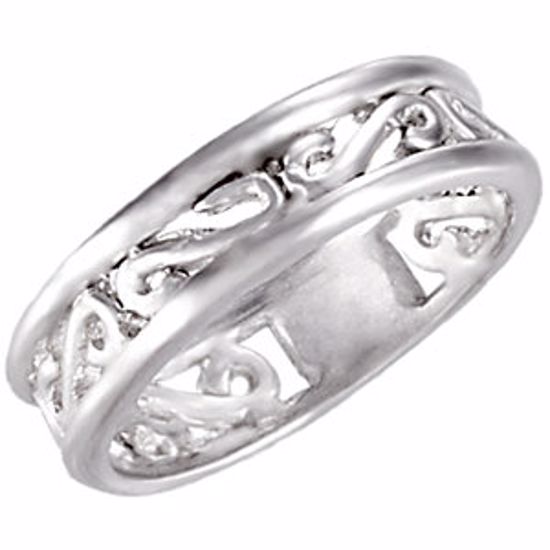 69781:203:P Sterling Silver Matte Finish Scroll Band Size 8