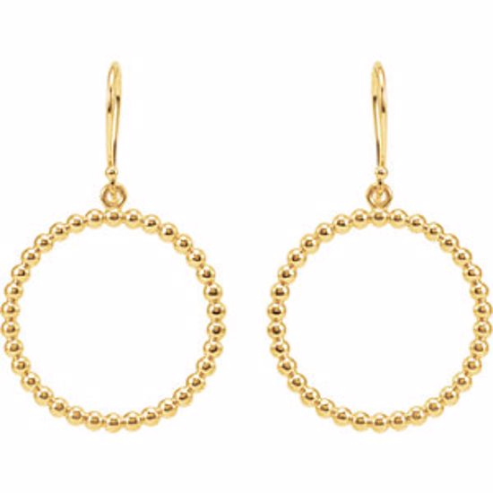 85420:101:P 14kt Yellow Circle Shaped Beaded Design Earrings