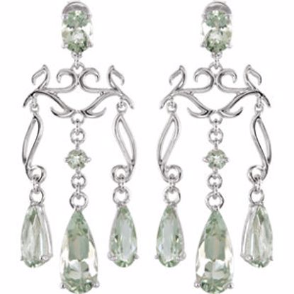 69785:101:P Sterling Silver Green Amethyst Chandelier Earrings