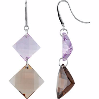 69787:104:P Sterling Silver Rose De France & Smoky Quartz Earrings 