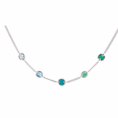 69697:600040:P Sterling Silver Aquamarine, Blue Topaz, Turquoise, Chrysoprase & Green Onyx 16" Necklace with Box