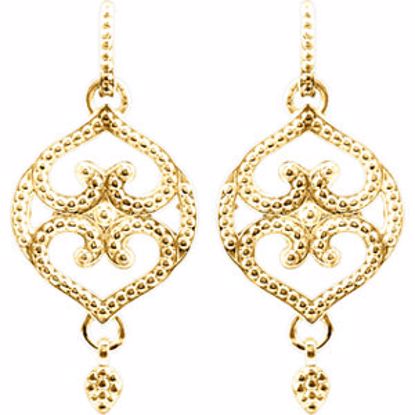 85346:108:P 14kt Yellow Granulated Design Fashion Dangle Earrings with Backs