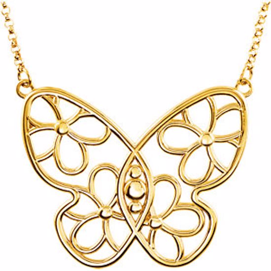 85364:1012:P Butterfly & Floral Necklace or Center