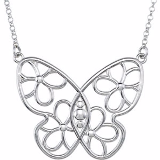 85364:1013:P Butterfly & Floral Necklace or Center