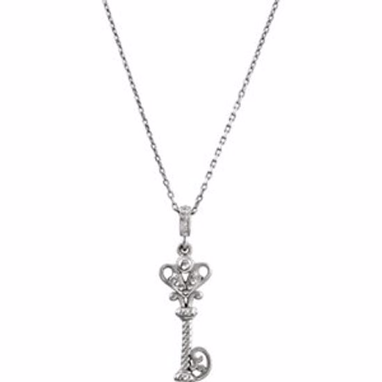 85380:106:P 14kt White Key 18" Necklace