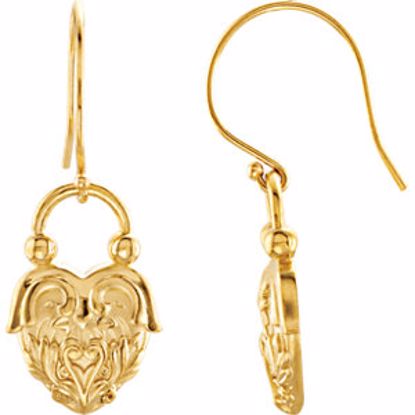 85384:104:P 14kt Yellow Vintage-Inspired Heart Design Earrings