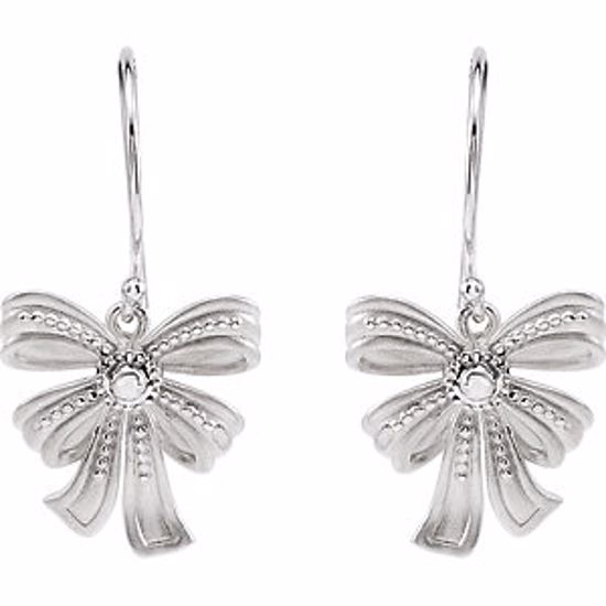 85369:104:P Sterling Silver Vintage-Inspired Bow Design Earrings