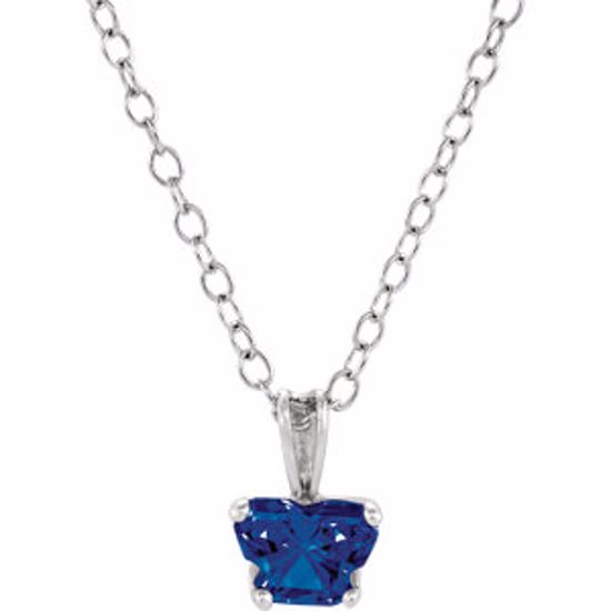 190041:14400:P 14kt White September Birthstone 14" Necklace