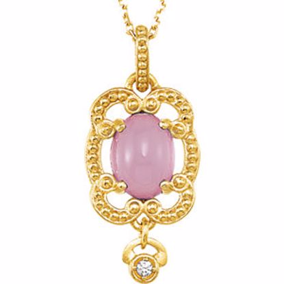 85320:60000:P 14kt Yellow Lavendar Chalcedony & .015 CTW Diamond 18" Necklace 