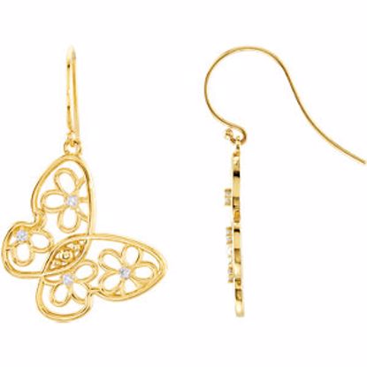 85398:60000:P 14kt Yellow Pair 1/6 CTW Round Butterfly & Floral Design Earrings