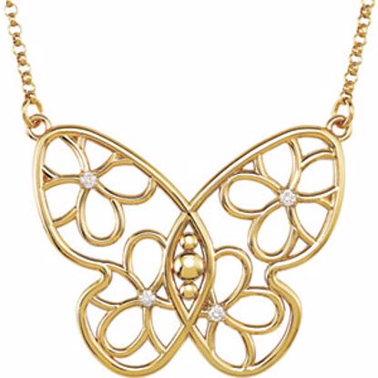 85396:60003:P 14kt Yellow .08 CTW Diamond Butterfly 18" Necklace