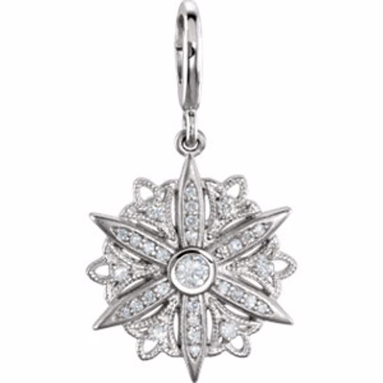 85352:60002:P Sterling Silver 1/3 CTW Diamond Vintage-Inspired Dangle Charm 