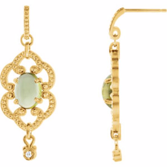 85323:60000:P 14kt Yellow Peridot & .03 CTW Diamond Earrings