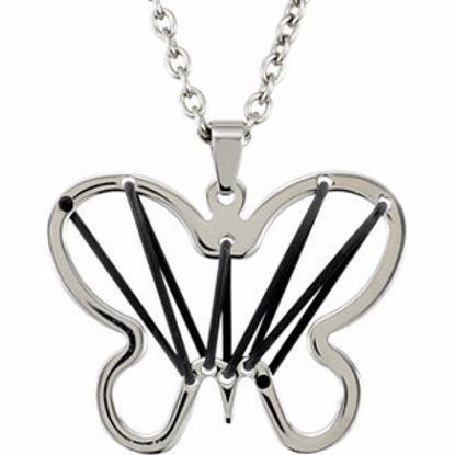 FP372:101:P Amalfi® Stainless Steel Butterfly Necklace with Rubber Accent