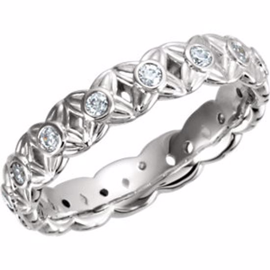 121955:201:P 14kt White 1/3 CTW Diamond Sculptural Eternity Band Size 7