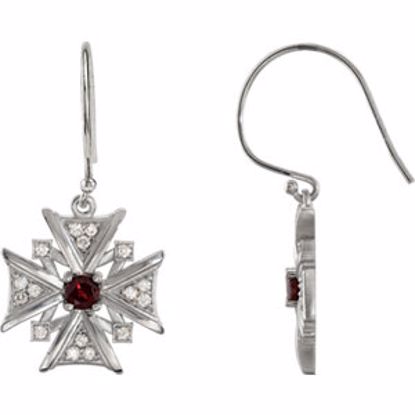 85349:60001:P 14kt White Mozambique Garnet & 1/3 CTW Diamond Earrings