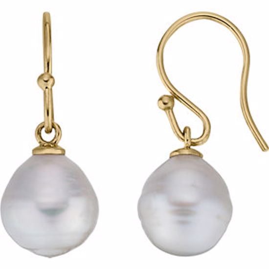 67513:103:P 14kt Yellow 10mm South Sea Cultured Pearl Earrings