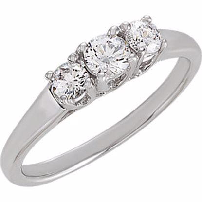 69841:102:P Sterling Silver Cubic Zirconia Three Stone Ring Size 7