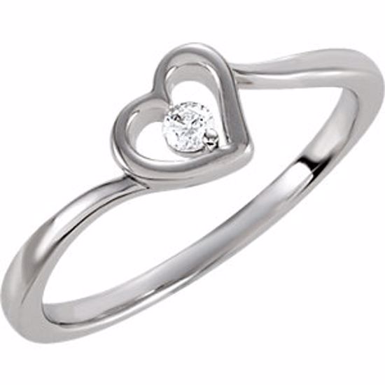 69848:101:P Sterling Silver Cubic Zirconia Heart Ring Size 6