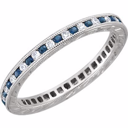 69812:100:P 14kt White Blue Sapphire & 1/4 CTW Diamond Eternity Band Size 7