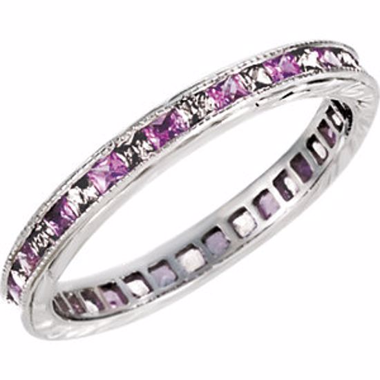 69813:100:P 14kt White Pink Sapphire & 1/2 CTW Diamond Eternity Band