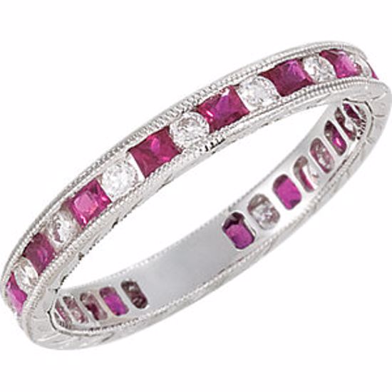 69814:100:P 14kt White Ruby & 1/4 CTW Diamond Eternity Band