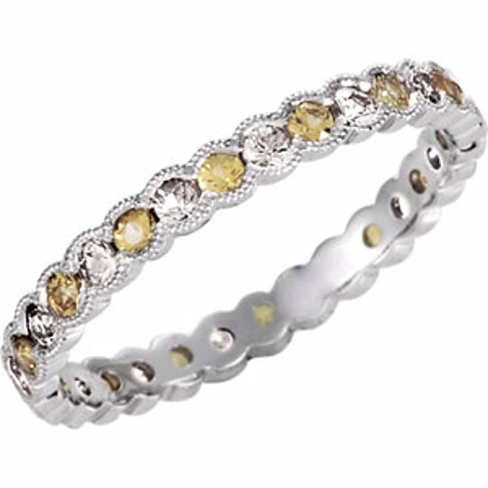 69815:100:P 14kt White 1/3 CTW Diamond & Yellow Sapphire Eternity Band Size 7