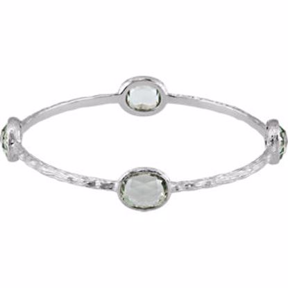 69585:101:P Sterling Silver Green Amethyst 8" Bangle Bracelet