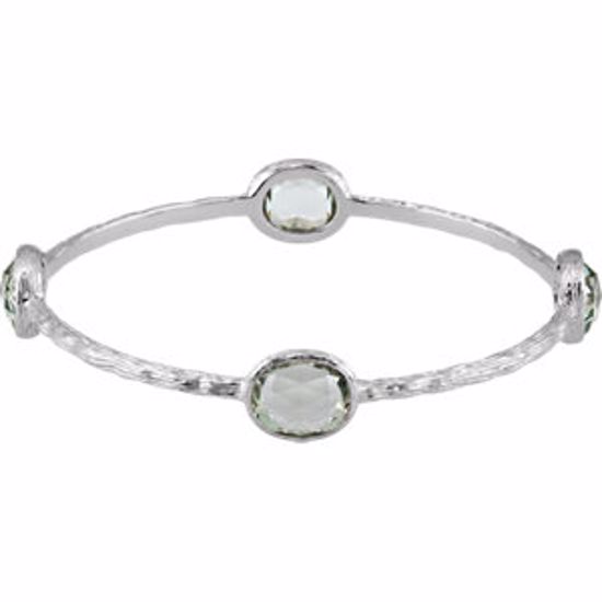 69585:101:P Sterling Silver Green Amethyst 8" Bangle Bracelet