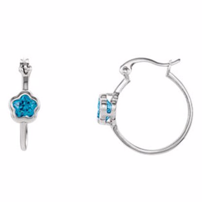 192018:1040:P Sterling Silver BFlower™ Blue CZ Dangle Earrings