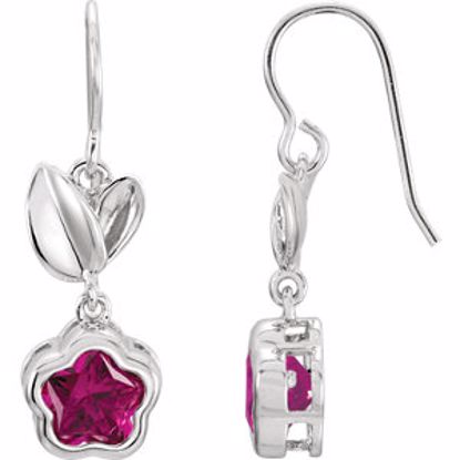 192019:1030:P Sterling Silver FUCHSIA Cubic Zirconia BFlower&trade; Earrings with Box