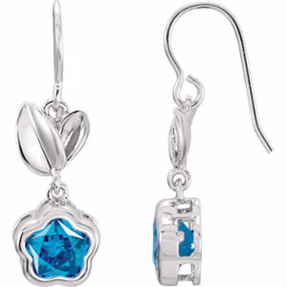 192019:1050:P Sterling Silver BLUE Cubic Zirconia BFlower&trade; Earrings with Box